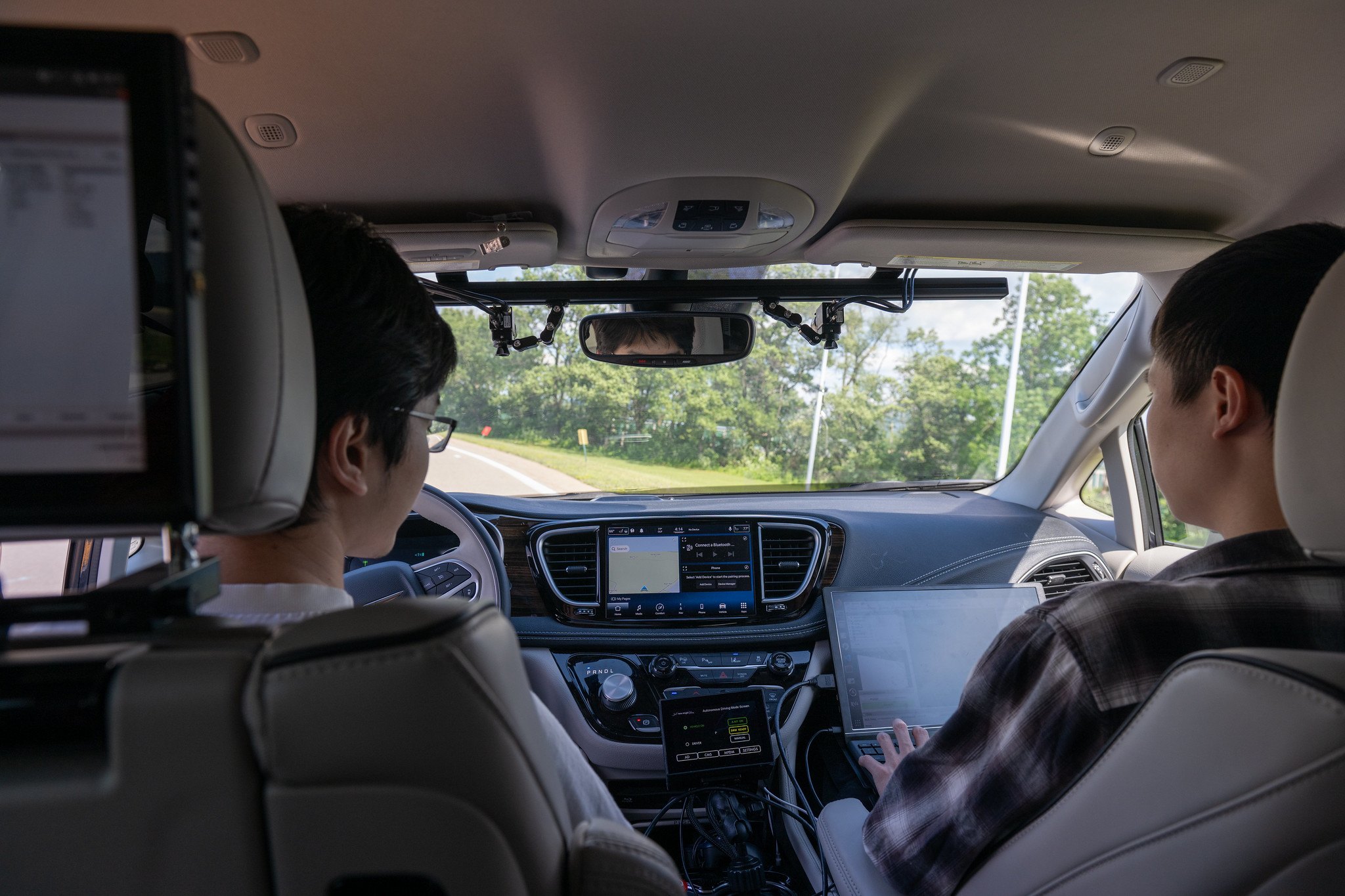 Test run on the track with a safety driver and an operator